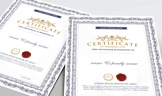 Standard Certificates - Banner